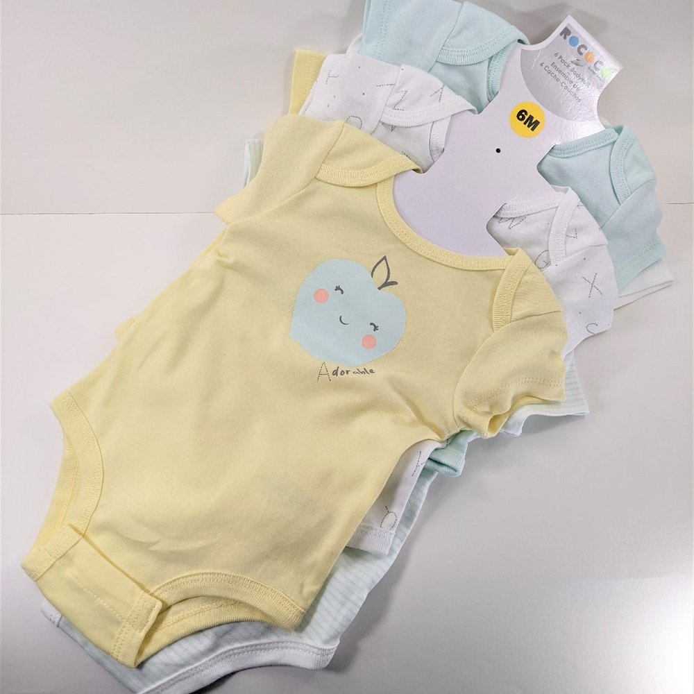 Rococo baby 6 pack bodysuits